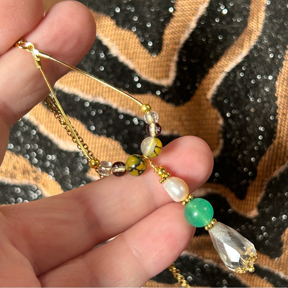 Handcrafted vintage bead changeable charm pendant on chain necklace